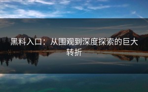 黑料入口：从围观到深度探索的巨大转折