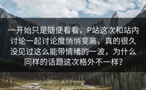 一开始只是随便看看，P站这次和站内讨论一起讨论度悄悄变高，真的很久没见过这么能带情绪的一波，为什么同样的话题这次格外不一样？