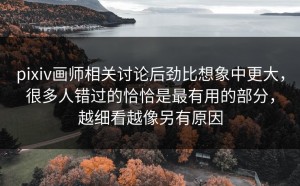 pixiv画师相关讨论后劲比想象中更大，很多人错过的恰恰是最有用的部分，越细看越像另有原因