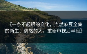 《一条不起眼的变化，点燃麻豆全集的新生：偶然的人，重新审视后半段》