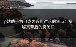 p站助手为何成为近期讨论的焦点：揭秘其背后的突破口
