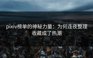 pixiv榜单的神秘力量：为何连夜整理收藏成了热潮