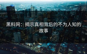 黑料网：揭示真相背后的不为人知的故事
