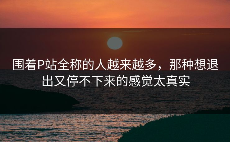 围着P站全称的人越来越多,那种想退出又停不下来的感觉太真实 围着P站全称的人越来越多,那种想退出又停不下来的感觉太真实